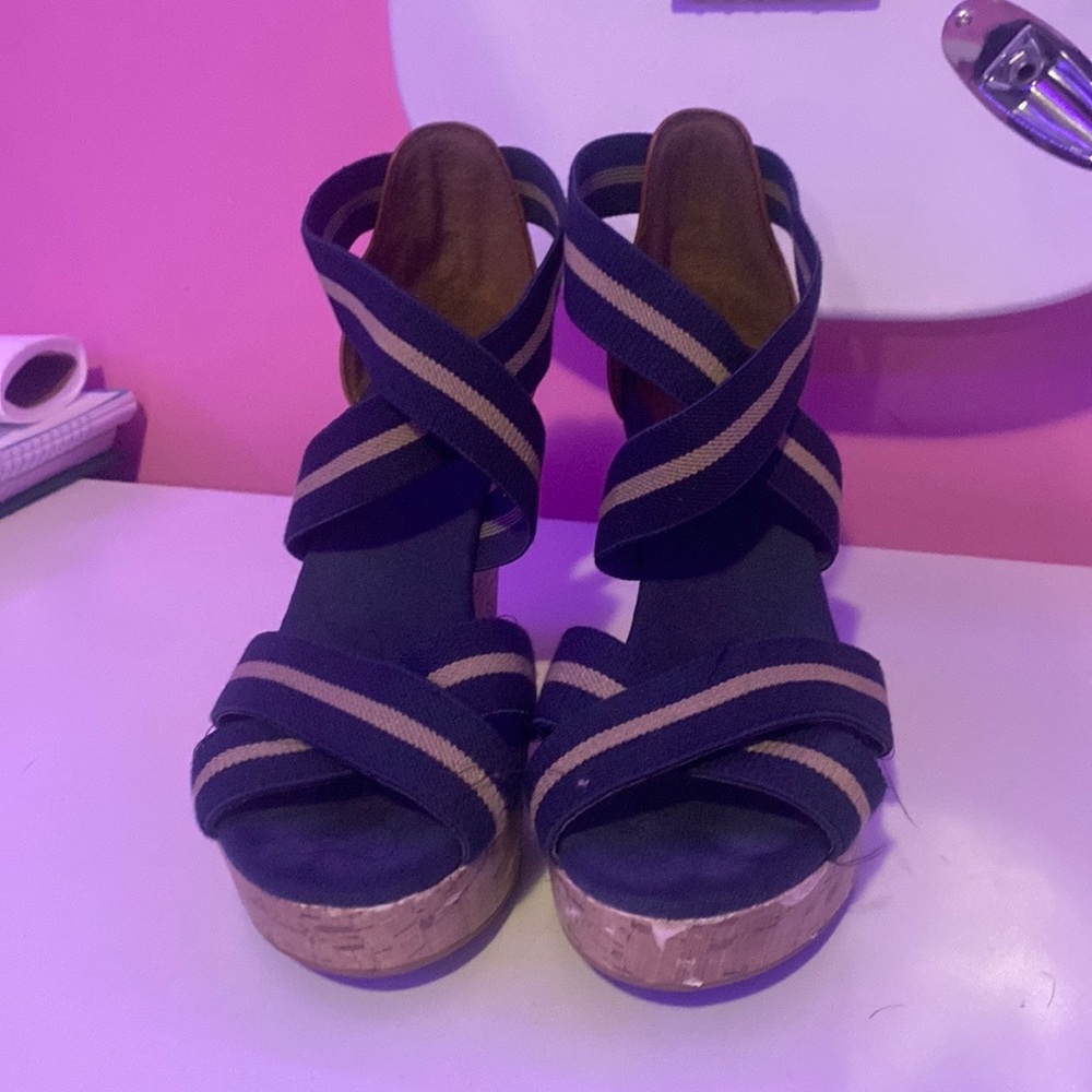 Navy Blue Wedged sandals
